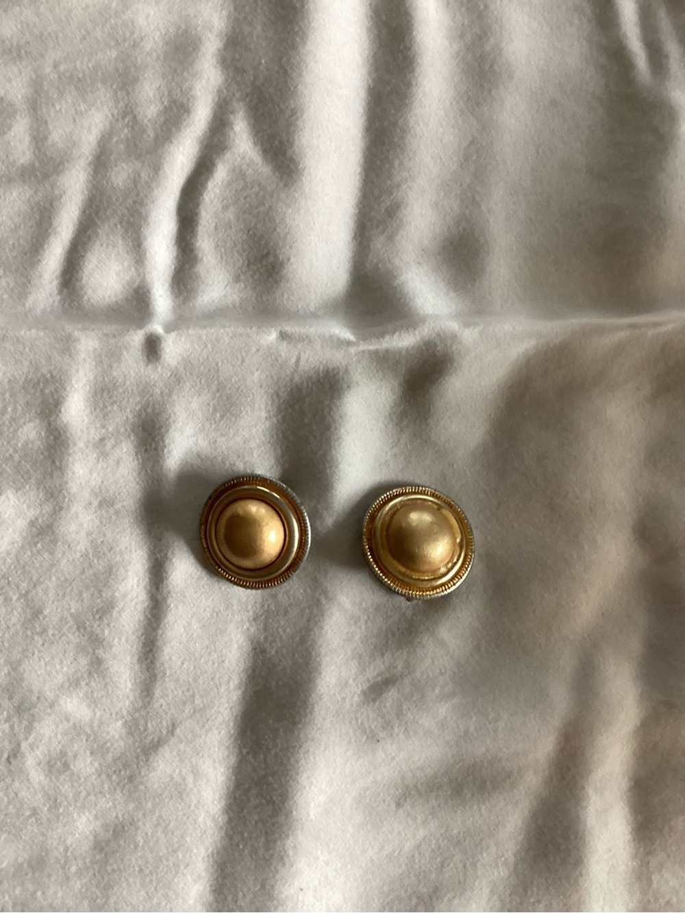 Classic Round Gold Button Earrings - Gold